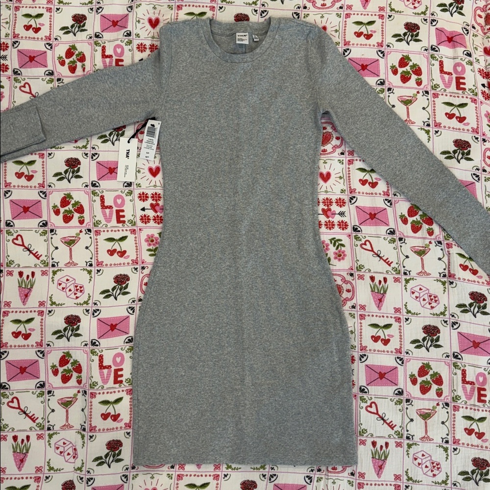 TNA Heather gray Longsleeve mini dress NWT